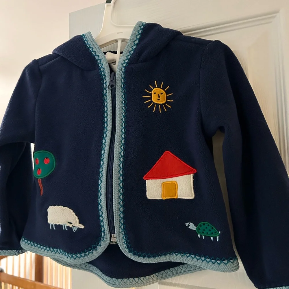 Hanna Andersson Navy Blue Hoodie with Fun Patches - Picture 1 of 3